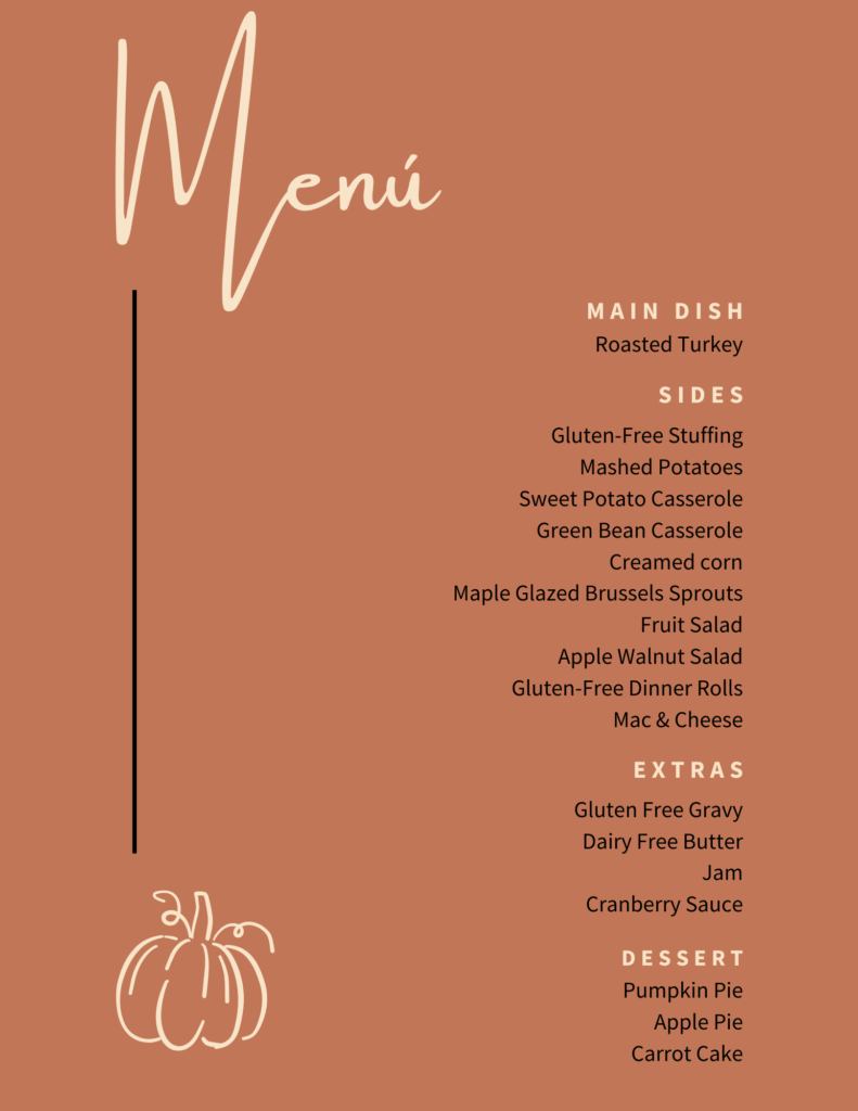 sample thanksgiving menu