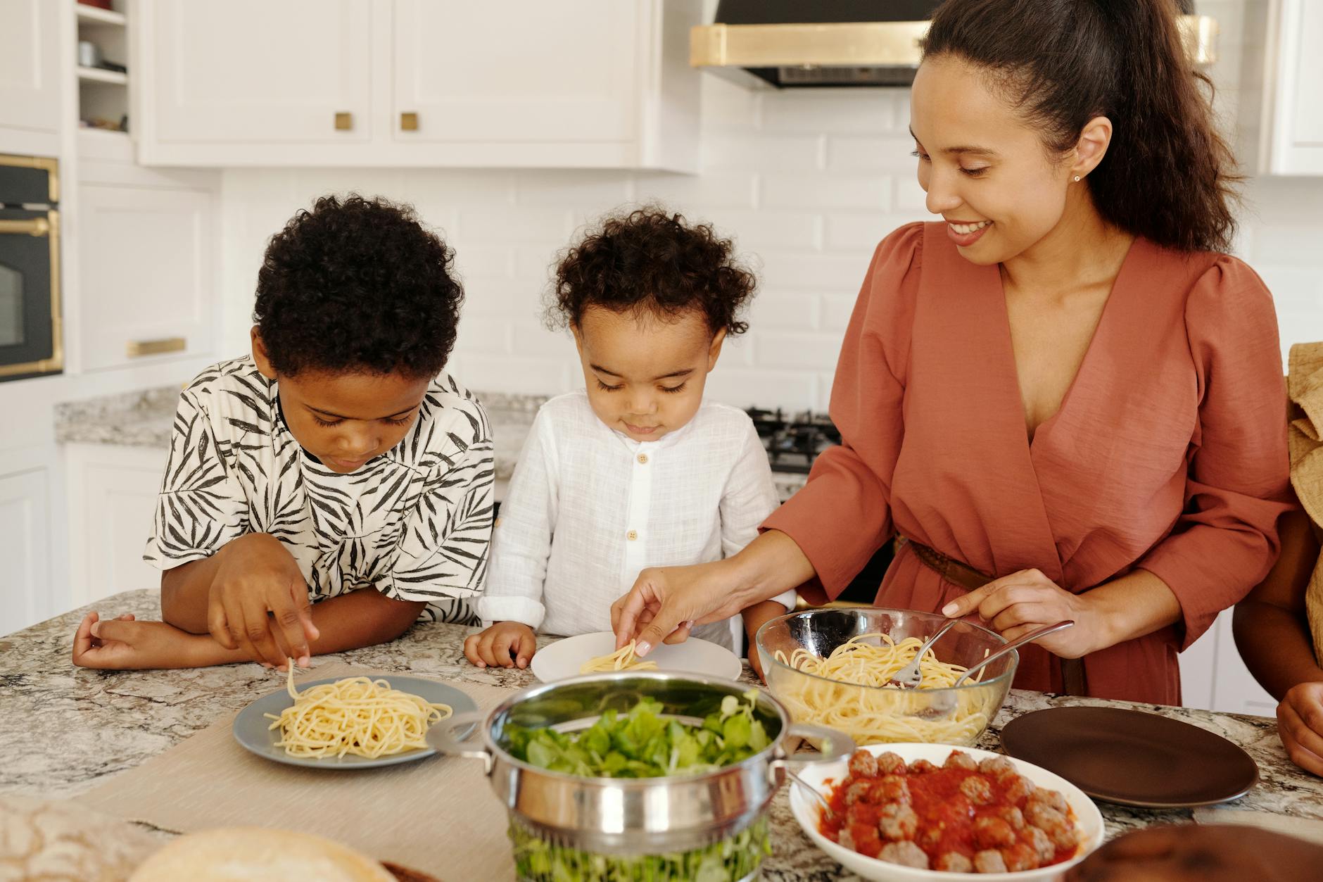 mom preparing gluten free dinners for and with kids