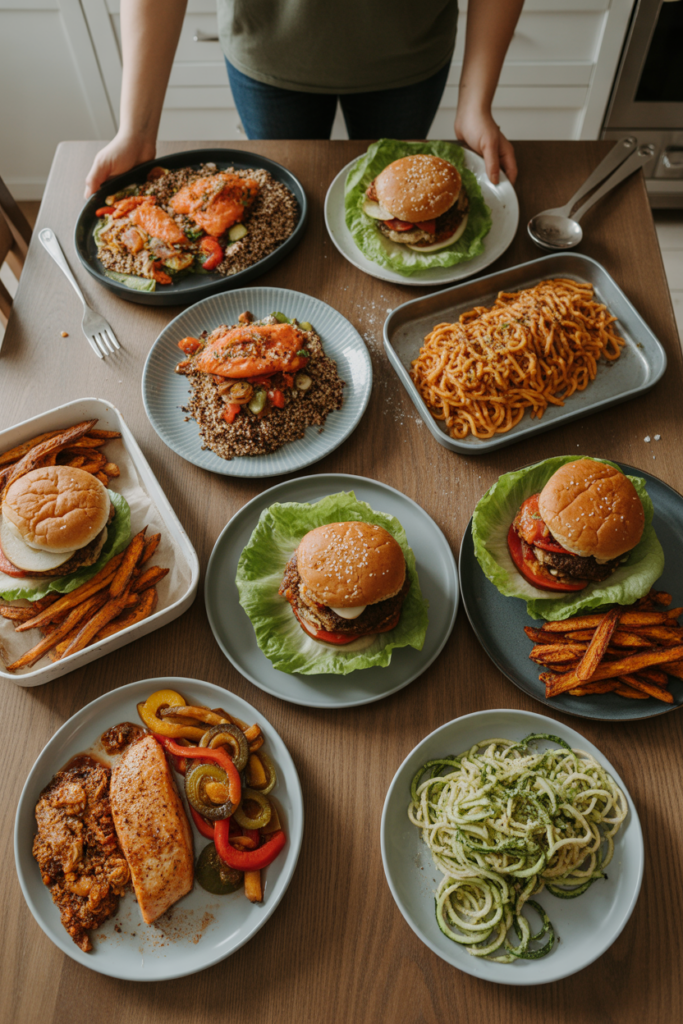 busy family preparing gluten free dinner on a weeknight
