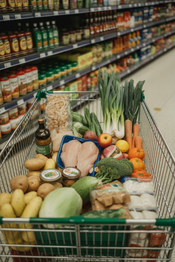 grocery haul that was done with 5 steps on how to save groceries 